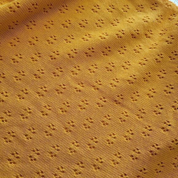 Akao yellow knit cotton blend sweater long sleeved MADE IN FRANCE - Picture 7 of 10